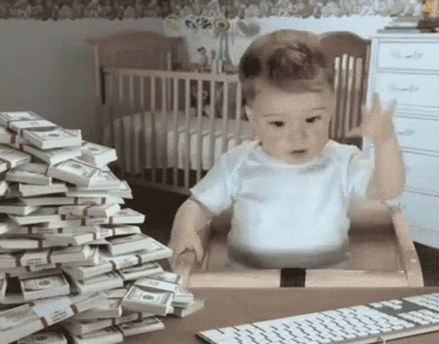 Counting Money Stack Funny Baby GIF