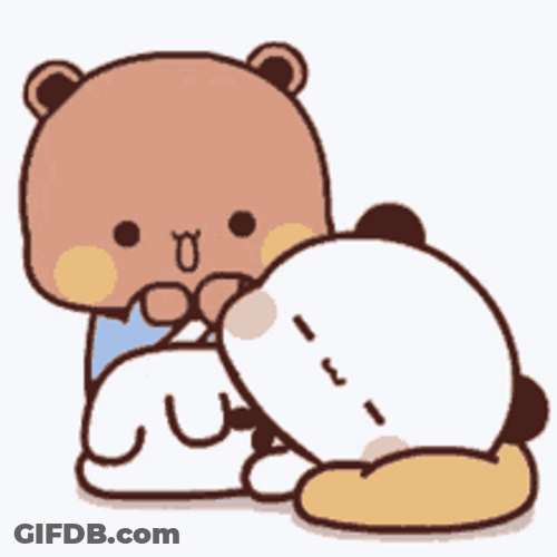 Couple Back Massage Animated Cute Bears GIF