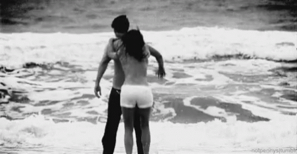 Couple Beach Piggy Back Ride GIF
