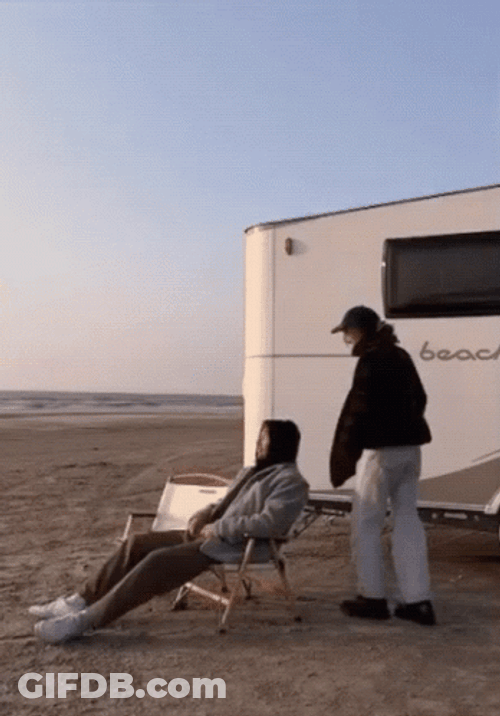 Couple Camper In Beach GIF