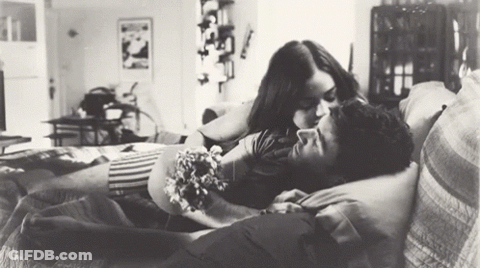 Couple Cuddle Kiss Flowers GIF