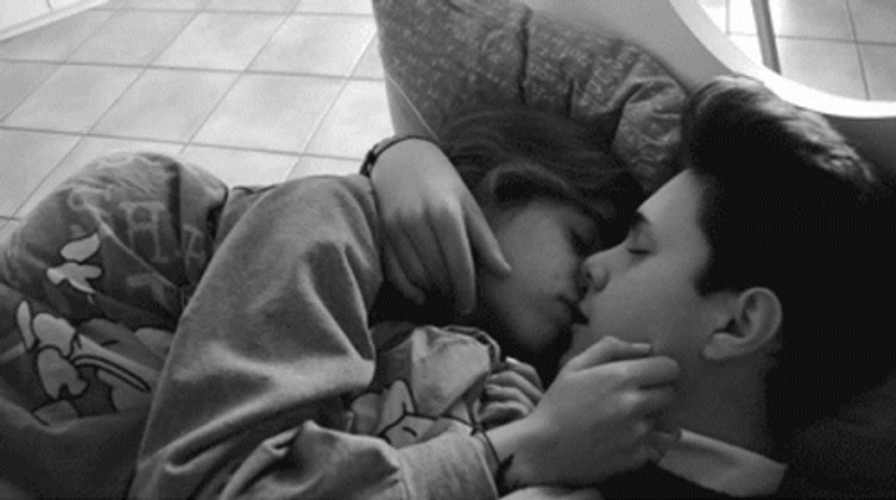 Couple Cuddle Kiss Sleep GIF