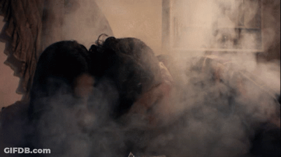 Couple Engulfed On Steam GIF