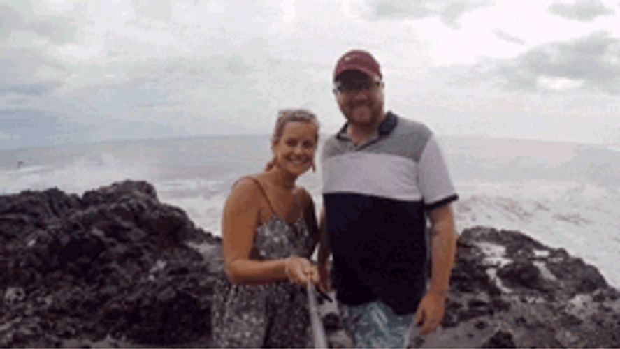 Couple Epic Fail Wave Splash GIF