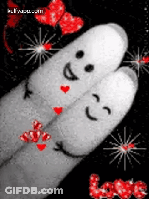 Couple Fingers With Face Amor GIF