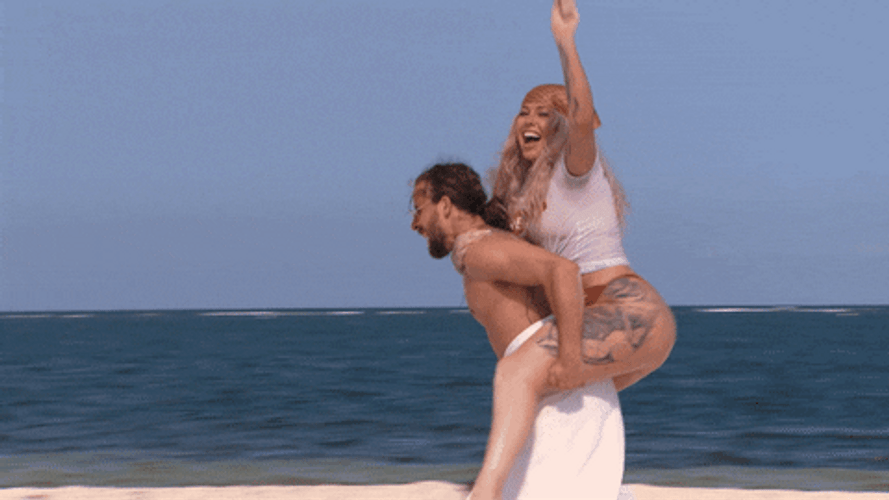 Couple Goals Running On The Beach GIF