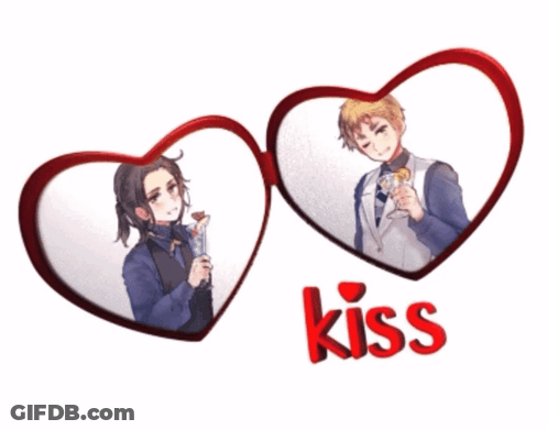 Couple Hearts With Kiss GIF