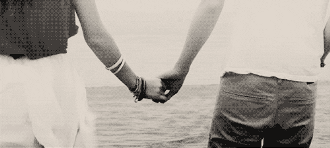 Couple Hold Hands Aesthetic Beach GIF