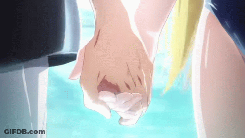 Couple Holding Hands Blue Background GIF