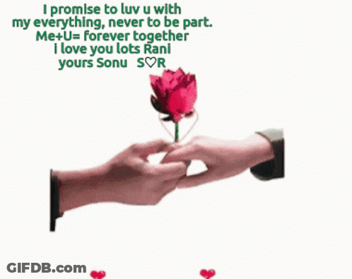 Couple Holding Hands In Front Of Heart With Rose GIF