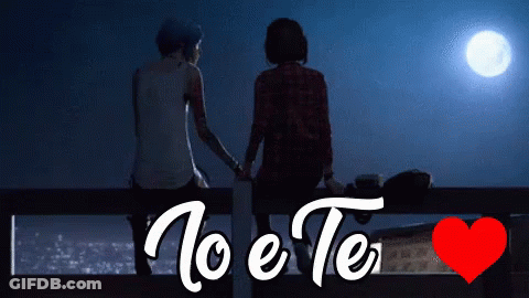 Couple Holding Hands On Dock At Night GIF