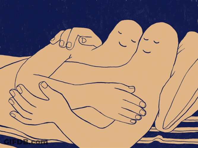 Couple Hugging While Sleeping Art GIF