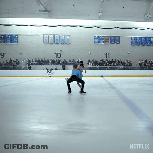 Couple Ice Skating With Netflix Logo GIF