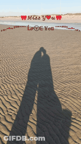 Couple Kissing Beach Miss You Love You GIF