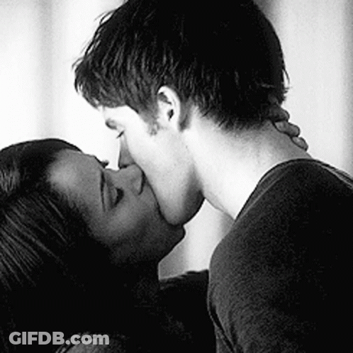Couple Kissing Black And White GIF