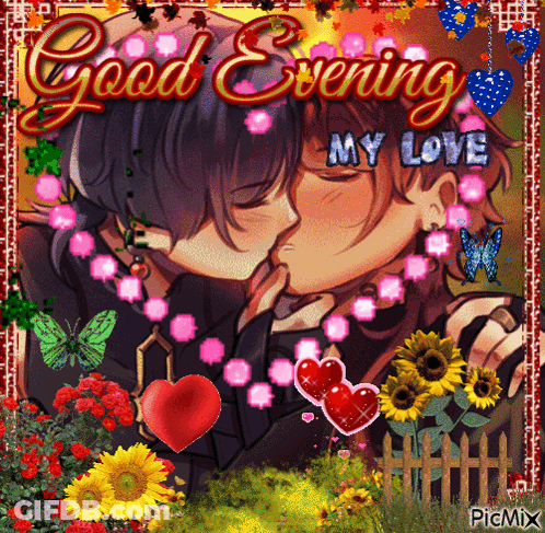 Couple Kissing Good Evening My Love GIF