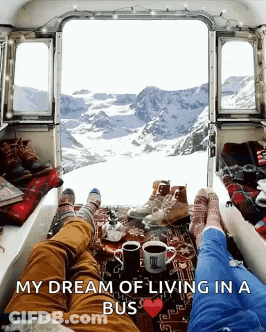 Couple Laying In Back Of Bus With My Dream Of Living In A Bus GIF