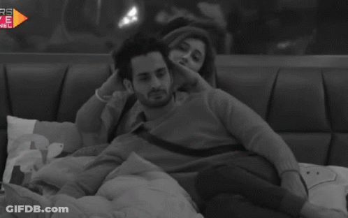 Couple Laying On Bed Black And White RS GIF