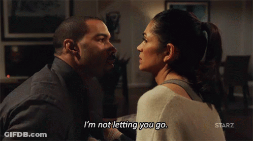 Couple Looking Into Each Others Eyes Saying I'm Not Letting You Go GIF