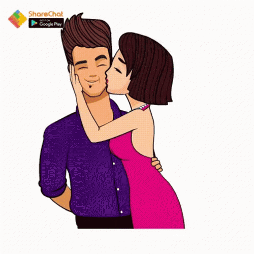 Couple Love Girl Kiss Cheeks GIF
