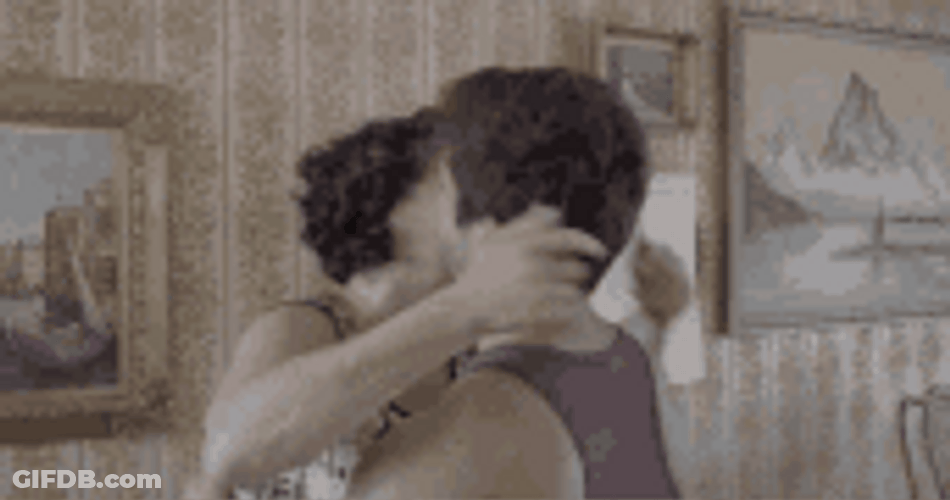 Couple Missed Each Other Gay Hug GIF