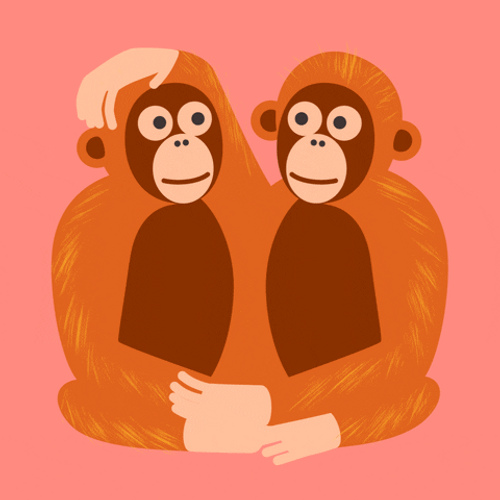 Couple Monkey Kissing Digital Art GIF
