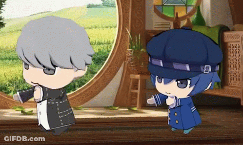Couple Of Anime Characters Standing Together GIF