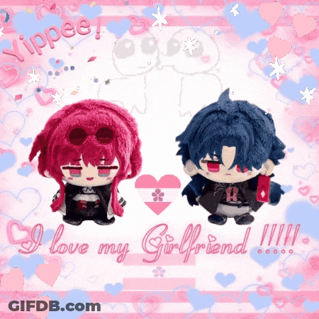 Couple Of Stuffed Animals Saying I Love My Girlfriend GIF