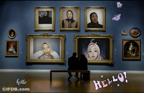 Couple On Bench By Paintings With Hello GIF