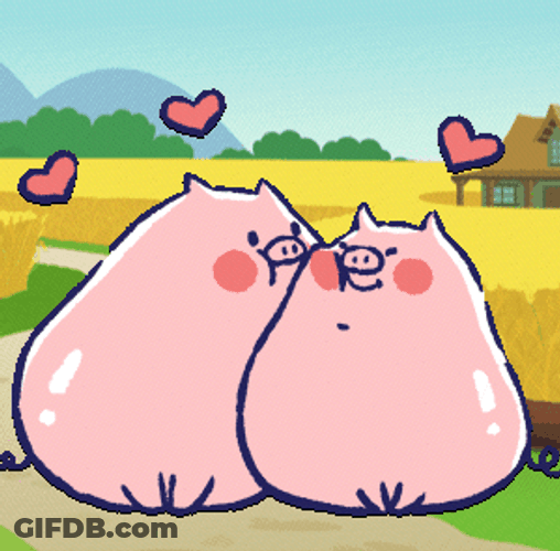 Couple Pig Laughing And Kissing GIF