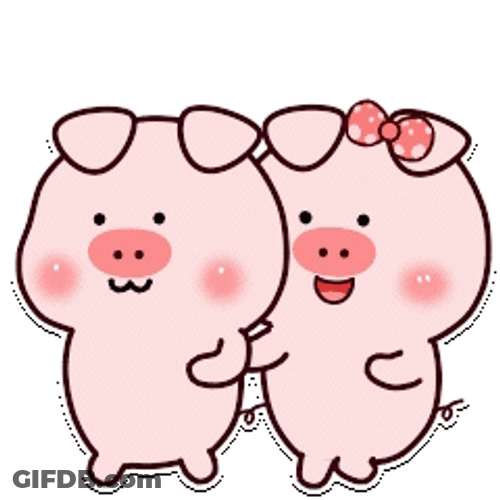 Couple Pig Walking GIF