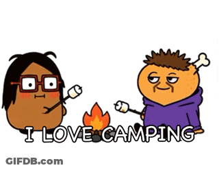 Couple Roasting Marshmallows Saying I Love Camping GIF