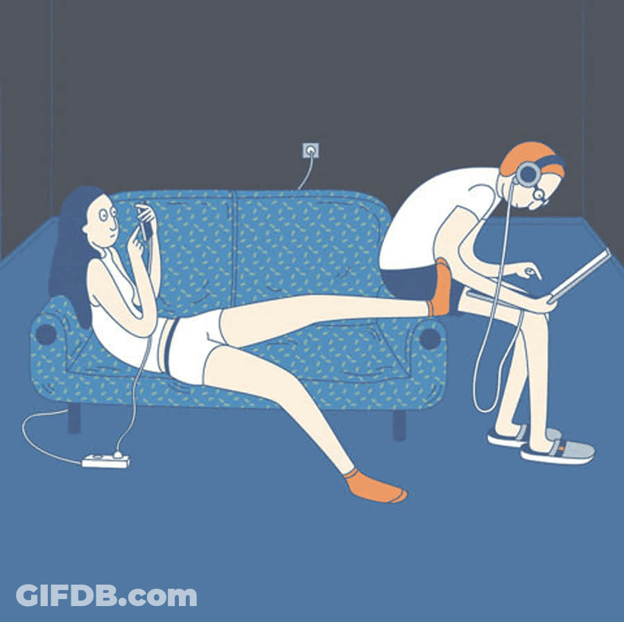 Couple's Regular Home Set-Up Illustration GIF