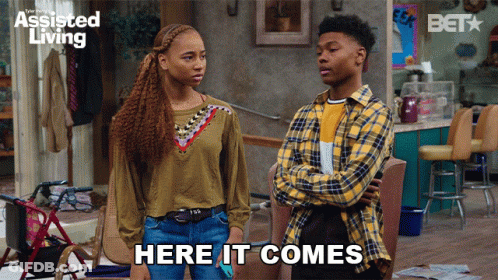 Couple Saying Here It Comes GIF