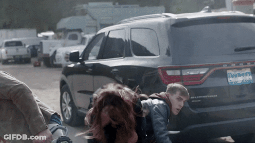 Couple Shocked Reaction Sudden Look Up GIF