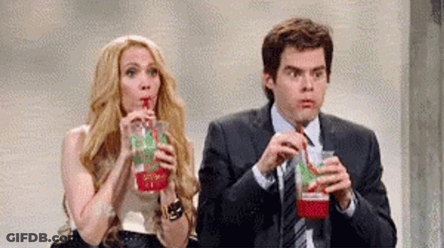 Couple Shocked Spit Slurpee GIF