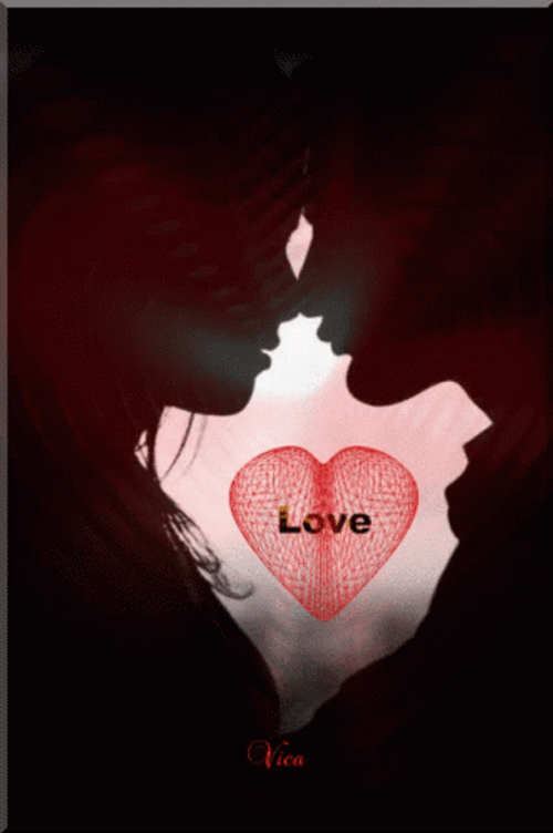 Couple Silhouette With Heart Amor GIF