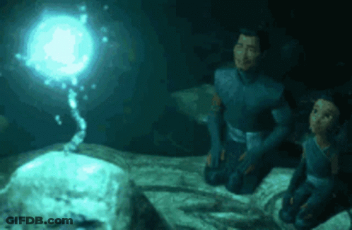 Couple Sitting In Cave Watching Light From Ground GIF