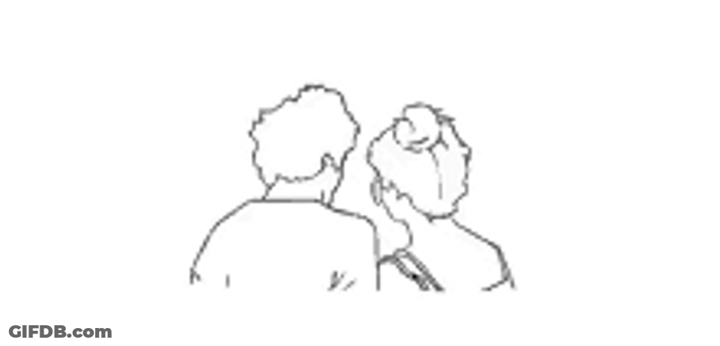 Couple Sitting Together Comfort Hug Animation GIF