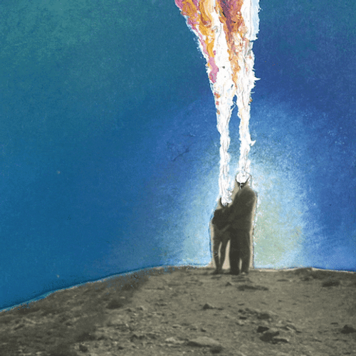 Couple Smoke Head Art GIF