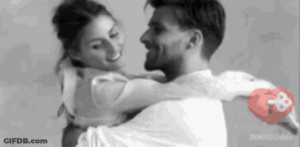 Couple Sweet Cheek Kiss Happy Smile Love GIF