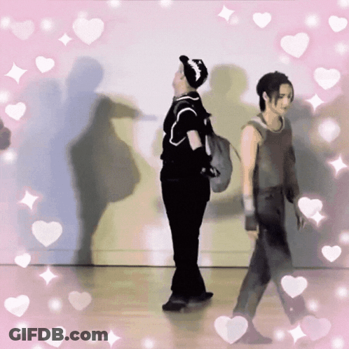 Couple With Pink Hearts GIF