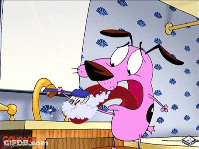 Courage The Cowardly Dog Brushing Teeth GIF
