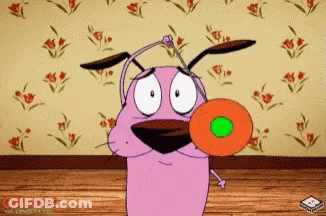 Courage The Cowardly Dog Holding Frisbee GIF