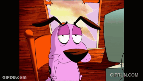Courage The Cowardly Dog Sitting In Front Of TV GIF
