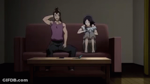 Courage The Cowardly Dog Sitting On A Chair GIF