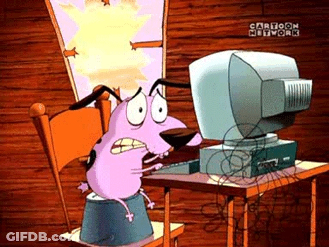 Courage The Cowardly Dog Typing In The Computer GIF