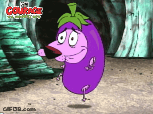 Courage The Cowardly Dog With Purple Eggplant GIF