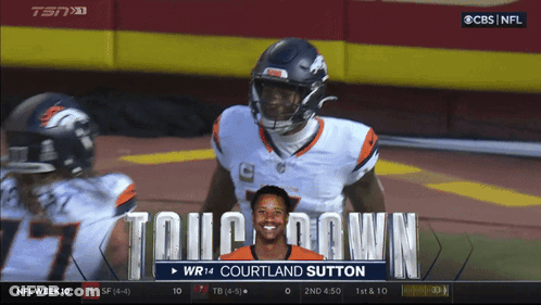 Courtland Sutton Smiling On CBS Football GIF