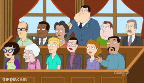 Courtroom Scene With Global HD Text GIF